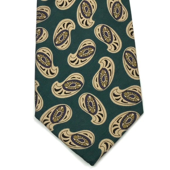 Neiman Marcus Other - NEIMAN MARCUS Rare Collection Green Beige Multi Color Paisley Tie Necktie